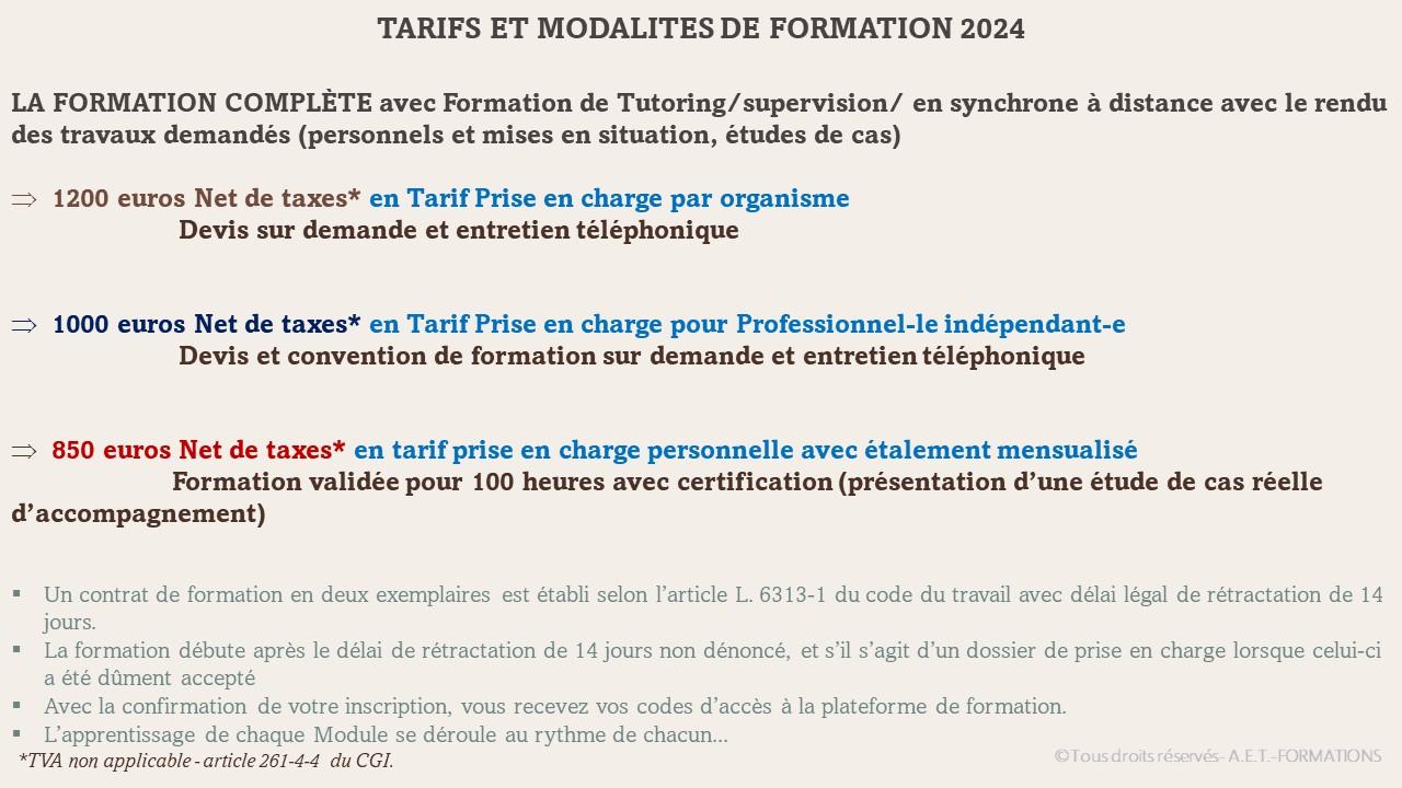 TARIF FORM ECRITURE THER 2024